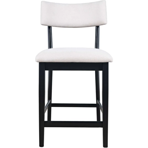 Beck Split Back Counter Stool in Black Wood & Neutral Fabric (Set of 2)