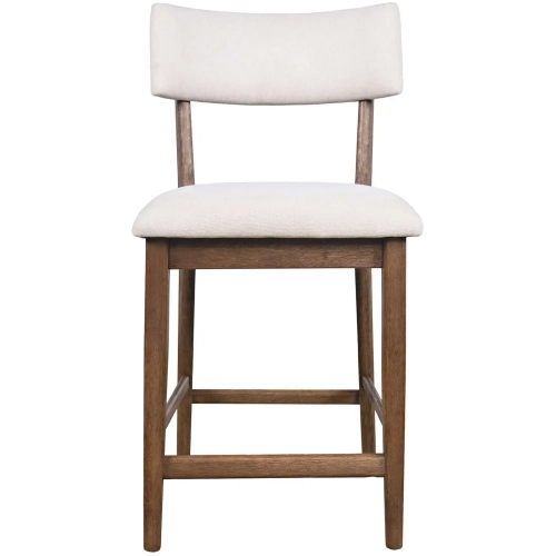 Beck Split Back Counter Stool in Chestnut Brown Wood & Neutral Fabric (Set of 2)