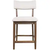 Beck Split Back Counter Stool in Chestnut Brown Wood & Neutral Fabric (Set of 2)
