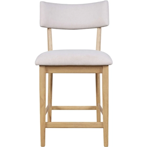 Beck Split Back Counter Stool in Natural Wood & Neutral Fabric (Set of 2)
