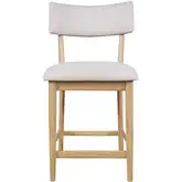 Beck Split Back Counter Stool in Natural Wood & Neutral Fabric (Set of 2)