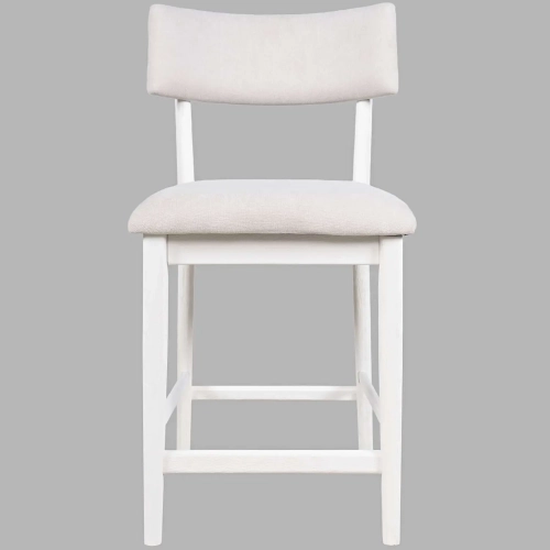 Beck Split Back Counter Stool in White Wood & Neutral Fabric (Set of 2)