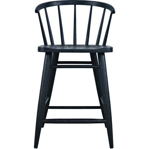 Fitz Curved Back Spindle Counter Stool in Black Solid Wood