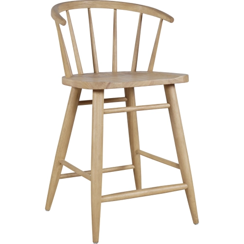Fitz Curved Back Spindle Counter Stool in Natural Solid Wood