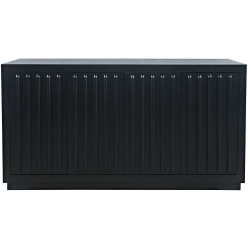 Maven 60" Fluted 4 Door Sideboard Cabinet in Black Wood