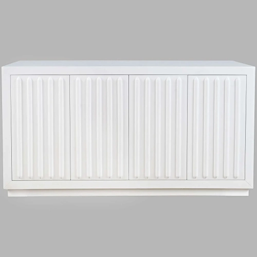 Maven 60" Fluted 4 Door Sideboard Cabinet in White Wood