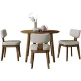 Percy 42" 5 Piece Drop Leaf Dining Set in Chestnut Brown Wood & Gray Fabric