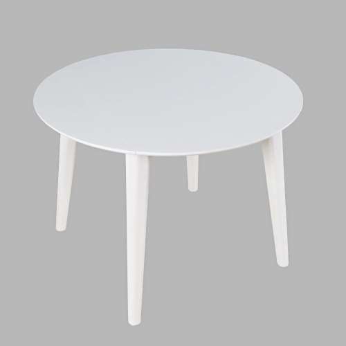 Percy 42" Round Drop Leaf Dining Table in White Finish Wood