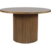 Auden 48" Round Fluted Pedestal Base Dining Table in Chestnut Brown Wood