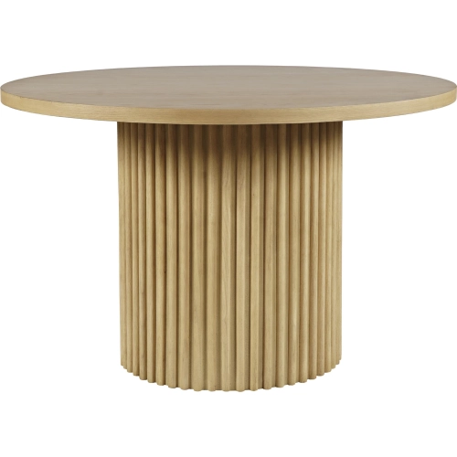 Auden 48" Round Fluted Pedestal Base Dining Table in Natural Finish Wood