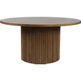 Auden 60" Round Fluted Pedestal Base Dining Table in Chestnut Brown Wood