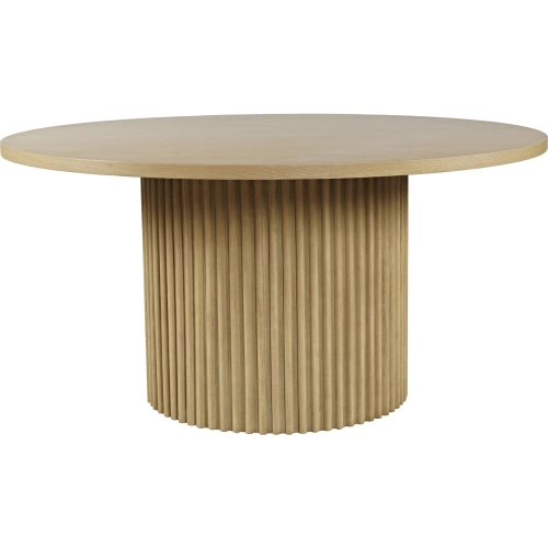 Auden 60" Round Fluted Pedestal Base Dining Table in Natural Finish Wood