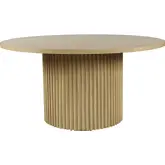Auden 60" Round Fluted Pedestal Base Dining Table in Natural Finish Wood