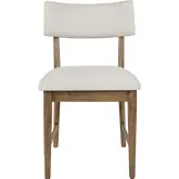 Beck Split Back Dining Chair in Chestnut Brown Wood & Neutral Fabric (Set of 2)