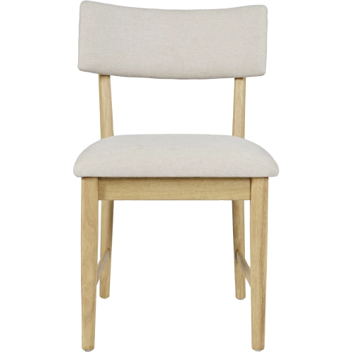 Beck Split Back Dining Chair in Natural Wood & Neutral Fabric (Set of 2)