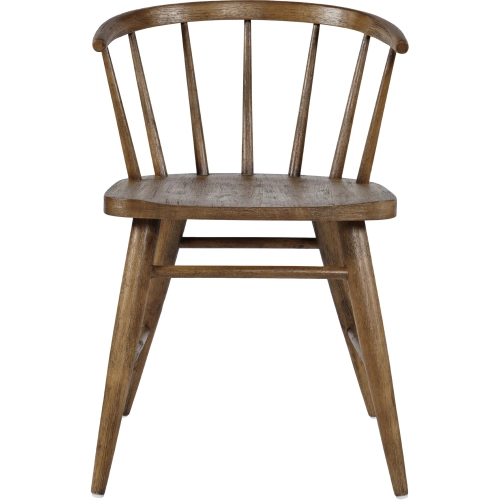 Fitz Curved Back Spindle Dining Chair in Chestnut Brown Finish Wood (Set of 2)