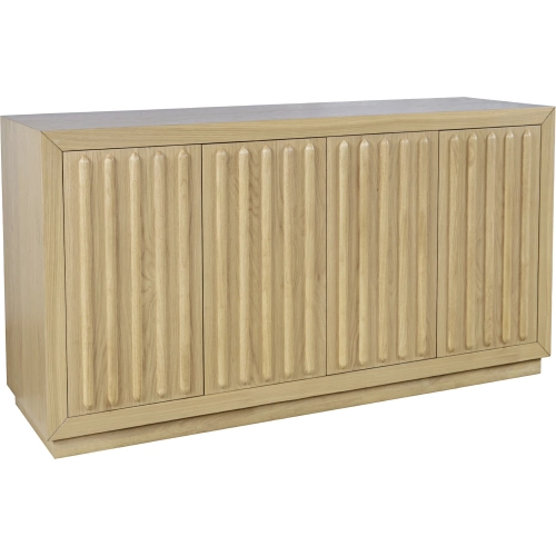 Maven 60" Fluted Four Door Sideboard Cabinet in Natural Finish Wood