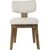 Tate Split Back Dining Chair in Chestnut Brown Wood & Light Grey Fabric (Set of 2)