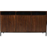 Ryder 60" Fluted Door Console Storage TV Stand Cabinet in Walnut Brown Wood
