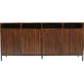 Ryder 70" Fluted Door Console Storage TV Stand Cabinet in Walnut Brown Wood