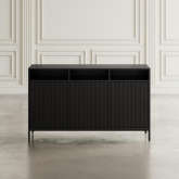 Ryder 50" Fluted Door Console Storage TV Stand Cabinet in Black Wood