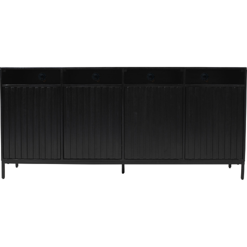 Ryder 70" Fluted Door Console Storage TV Stand Cabinet in Black Wood