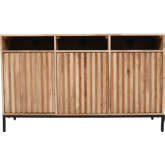 Ryder 50" Fluted Door Console Storage TV Stand Cabinet in Natural Brown Wood