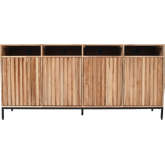 Ryder 70" Fluted Door Console Storage TV Stand Cabinet in Natural Brown Wood