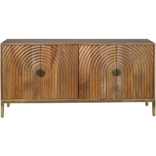 Asher 69" Curved Arch Sideboard Cabinet in Natural Brown Wood
