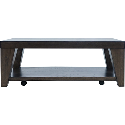 Laurel Creek 50" Coffee Table w/ Shelf & Hidden Casters in Espresso Brown Wood