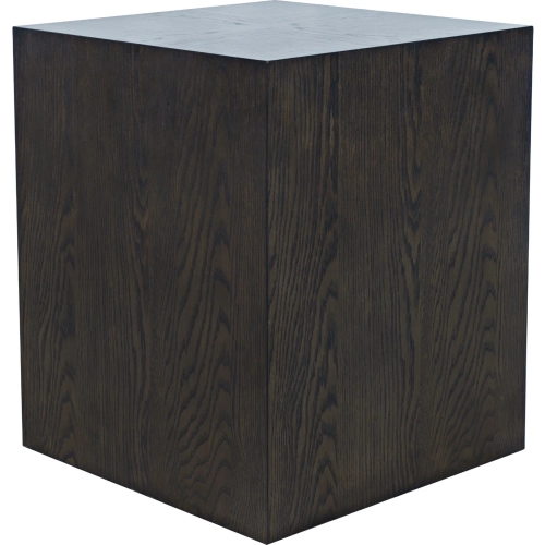 Laurel Creek Square Block Pedestal End Table in Espresso Brown Wood