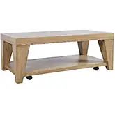 Laurel Creek 50" Coffee Table w/ Shelf & Hidden Casters in Natural Finish Wood