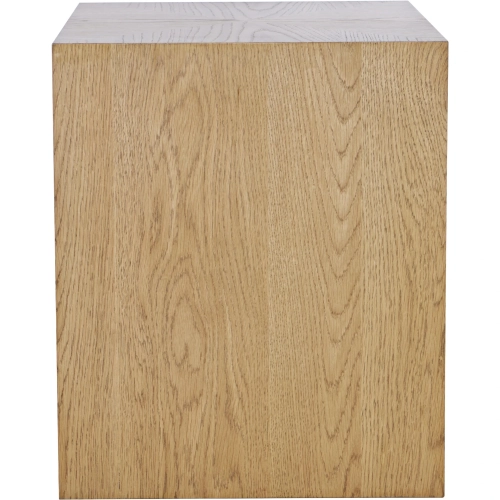 Laurel Creek Square Block Pedestal End Table in Natural Finish Wood