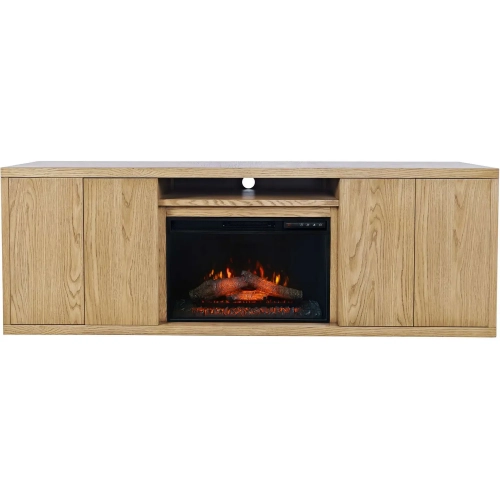 Laurel Creek 78" Electric LED Fireplace with Storage in Natural Finish Wood