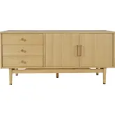 Olson 57" TV Stand Console Cabinet in Natural Finish Wood