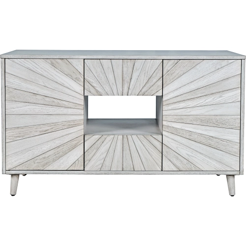 Reece 50" Starburst TV Stand Console Cabinet in Light Ash Grey Finish Wood