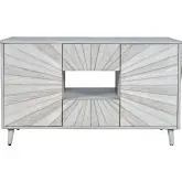 Reece 50" Starburst TV Stand Console Cabinet in Light Ash Grey Finish Wood