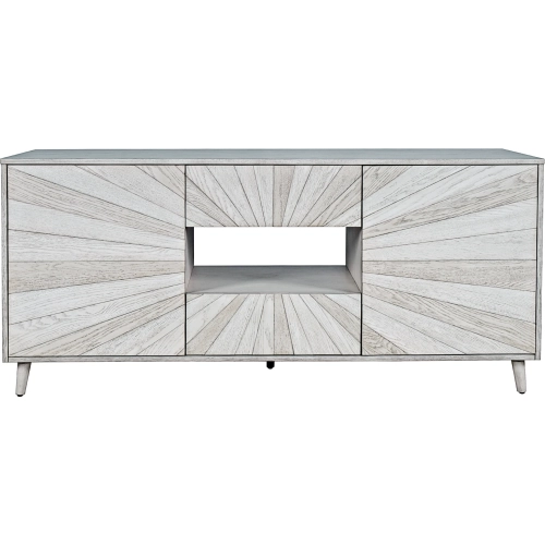 Reece 60" Starburst TV Stand Console Cabinet in Light Ash Grey Finish Wood