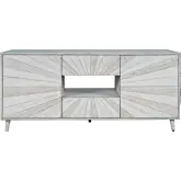 Reece 60" Starburst TV Stand Console Cabinet in Light Ash Grey Finish Wood