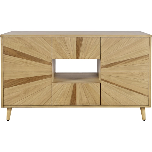 Reece 50" Starburst TV Stand Console Cabinet in Light Oak Brown Finish Wood