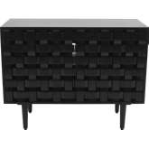 Trent 42" Carved Woven Sideboard Cabinet in Black Mango Wood