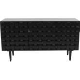Trent 60" Carved Woven Sideboard Cabinet in Black Mango Wood