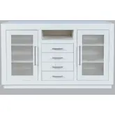 Auburn Hills 50" TV Stand Media Console in White Finish Wood & Tempered Glass