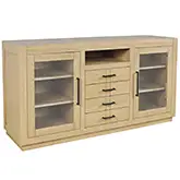 Auburn Hills 60" TV Stand Media Console in Light Oak Finish Wood & Tempered Glass