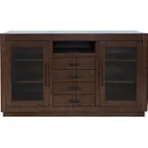 Auburn Hills 50" TV Stand Media Console in Dark Oak Finish Wood & Tempered Glass