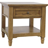 Brentwood 24" Square 1 Drawer & Shelf End Table in Cascade Oak Finish