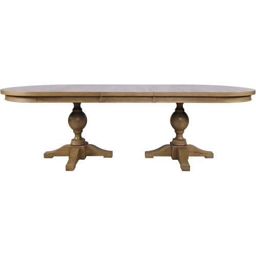 Brentwood 102" Extension Double Pedestal Dining Table in Cascade Oak Brown Wood
