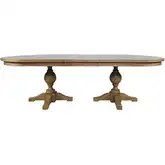 Brentwood 102" Extension Double Pedestal Dining Table in Cascade Oak Brown Wood