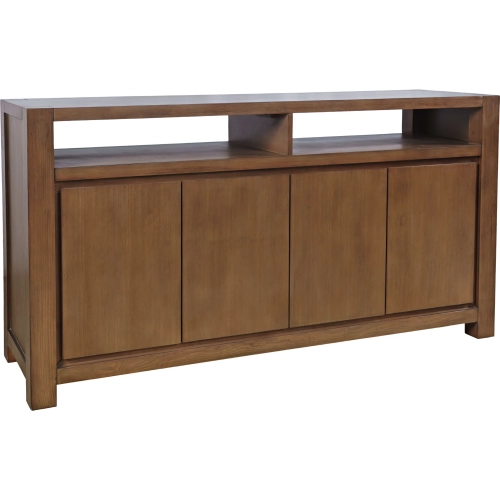 Brownstone 60" 4 Door Media Console TV Stand in Distressed Suede Brown Finish