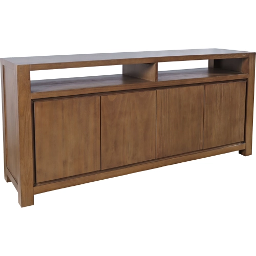 Brownstone 70" 4 Door Media Console TV Stand in Distressed Suede Brown Finish